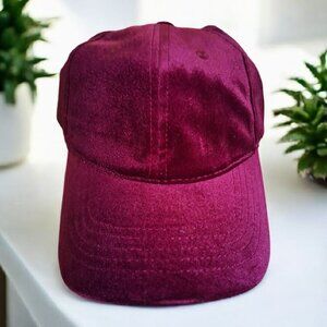 Ladies Velvet Burgundy Solid Red Baseball Sport Cap Adjustable New